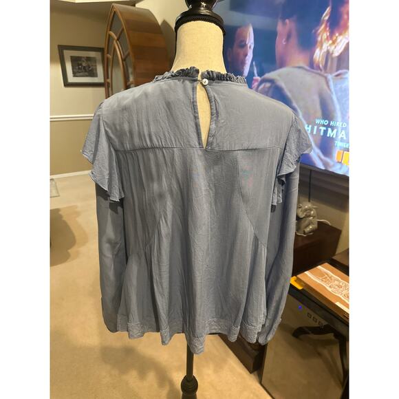 ⭐️ Women’s Grace + Karma Blue Prairie Lace Top Size Large Romantic - Picture 6 of 7